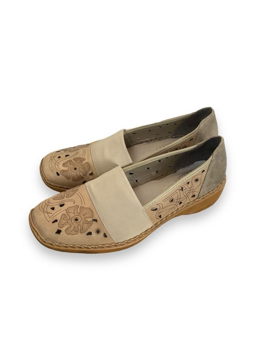 Rieker Shoes Leather Comfort Flats Slip On Neutral Beige Tan Taupe Size‎ 9